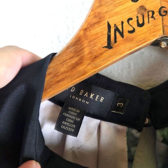 Women's Ted Baker Jacen Floral Print Dress with Beaded Collar Size 3/Medium - Picture 10 of 11